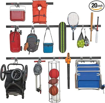 Rubbermaid 20-Piece Wall Storage Kit With Rails And Hooks