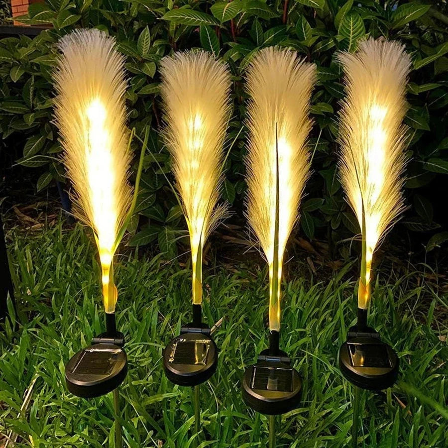 LED solar simulation reed fiber optic lamp, outdoor waterproof lawn and courtyard decoration lamp