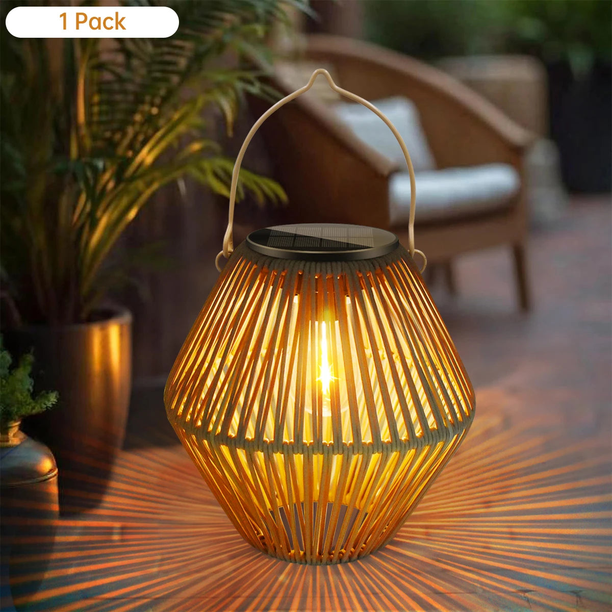 Solar Lanterns Solar Lights Outdoor Waterproof Boho Light for Outside Hanging Rattan Lantern Decoration for Garden Yard Patio
