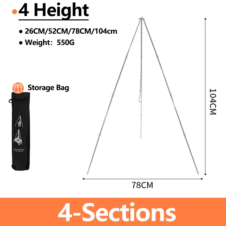 Hike Mount Camping Campfire Tripod Hanging Pot Outdoor Cookware