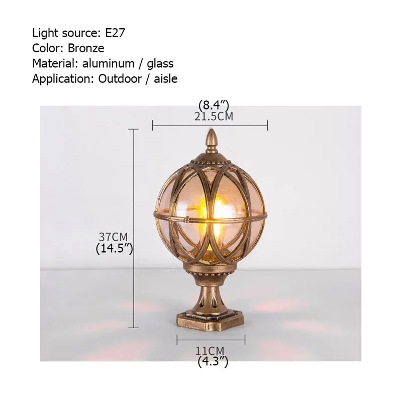 ELARA Outdoor Post light Patio Modern LED Round Waterproof Pillar Lighting For Porch Balcony Courtyard Villa