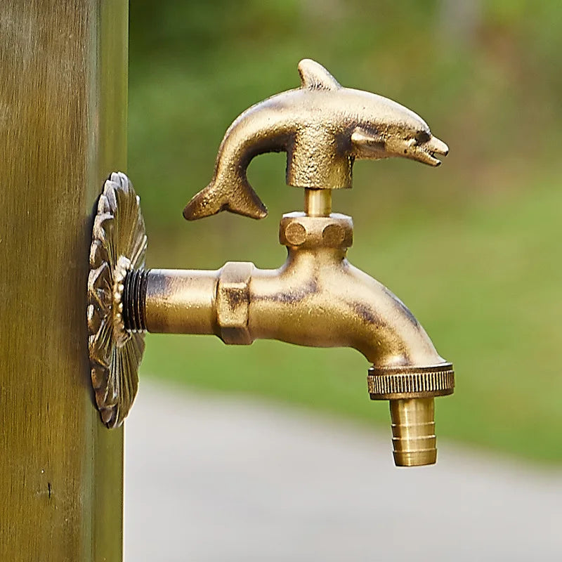 Bathroom Garden Faucet Antique Brass Kindergarden Wall Mount Animal Cold Water Faucet Basin Faucet