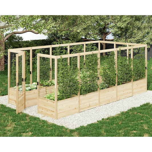 U Shaped Raised Garden Bed With Deer Proof Fence Outdoor