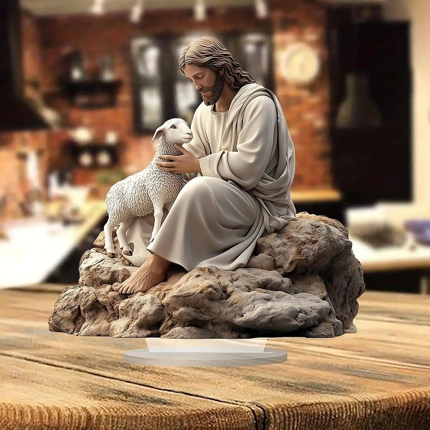 Christmas Jesus Sheep Table Decor 2D Flat Acrylic Figurine for Christmas