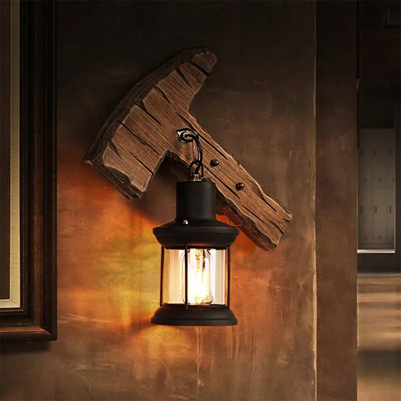 Retro Wooden Wall Lamp for Living Room Wood LED Sconces Cafe Bar Bedroom Bedside Industrial Style Home Decor Wall Light Fixtures