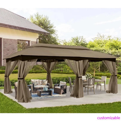 10x20 Outdoor Gazebo - Patio Gazebo with Mosquito Netting, Outdoor Canopies for Shade and Rain for Lawn, Garden, Backyard & Dec