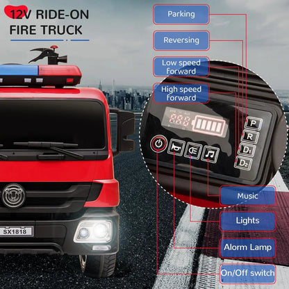 12V Ride On Fire Truck With Remote For Kids