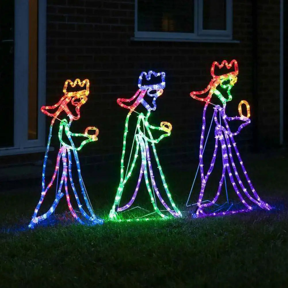 Outdoor Christmas LED Three 3 Kings Silhouette Motif Rope Light Decoration for Garden Yard New Year Christmas Decoration Party
