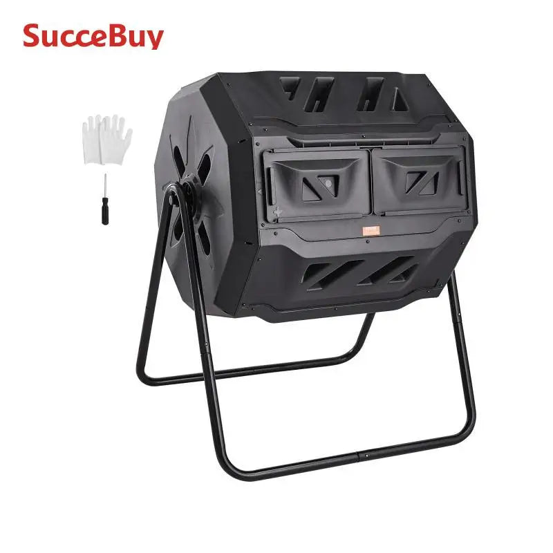SucceBuy Dual Chamber Tumbling Composter Bin for Garden