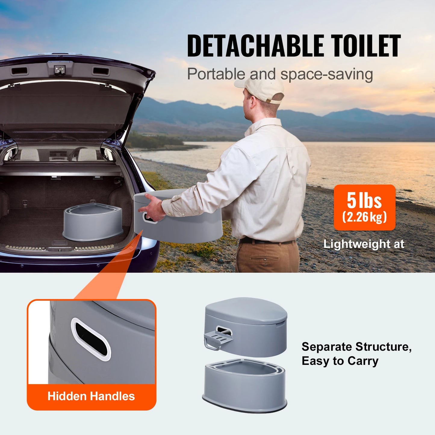 SucceBuy Portable Toilet for Camping Porta Potty with 1.3G Detachable Inner Bucket Travel Toilet for Outdoor Camping Travel