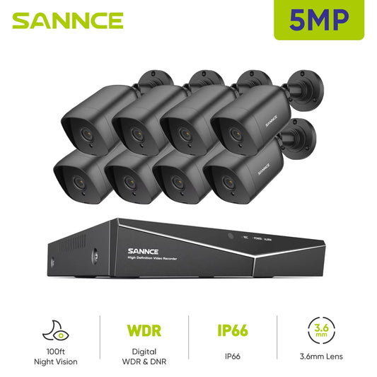 SANNCE 8CH 5MP DVR CCTV Surveillance System Kit Outdoor