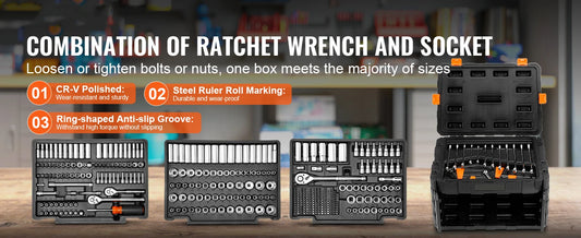 Mechanics Tool Set With 450-Piece SAE And Metric Sockets