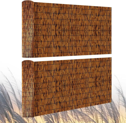XMSJ Natural Reed Fence 2 Pack Privacy Screening Outdoor