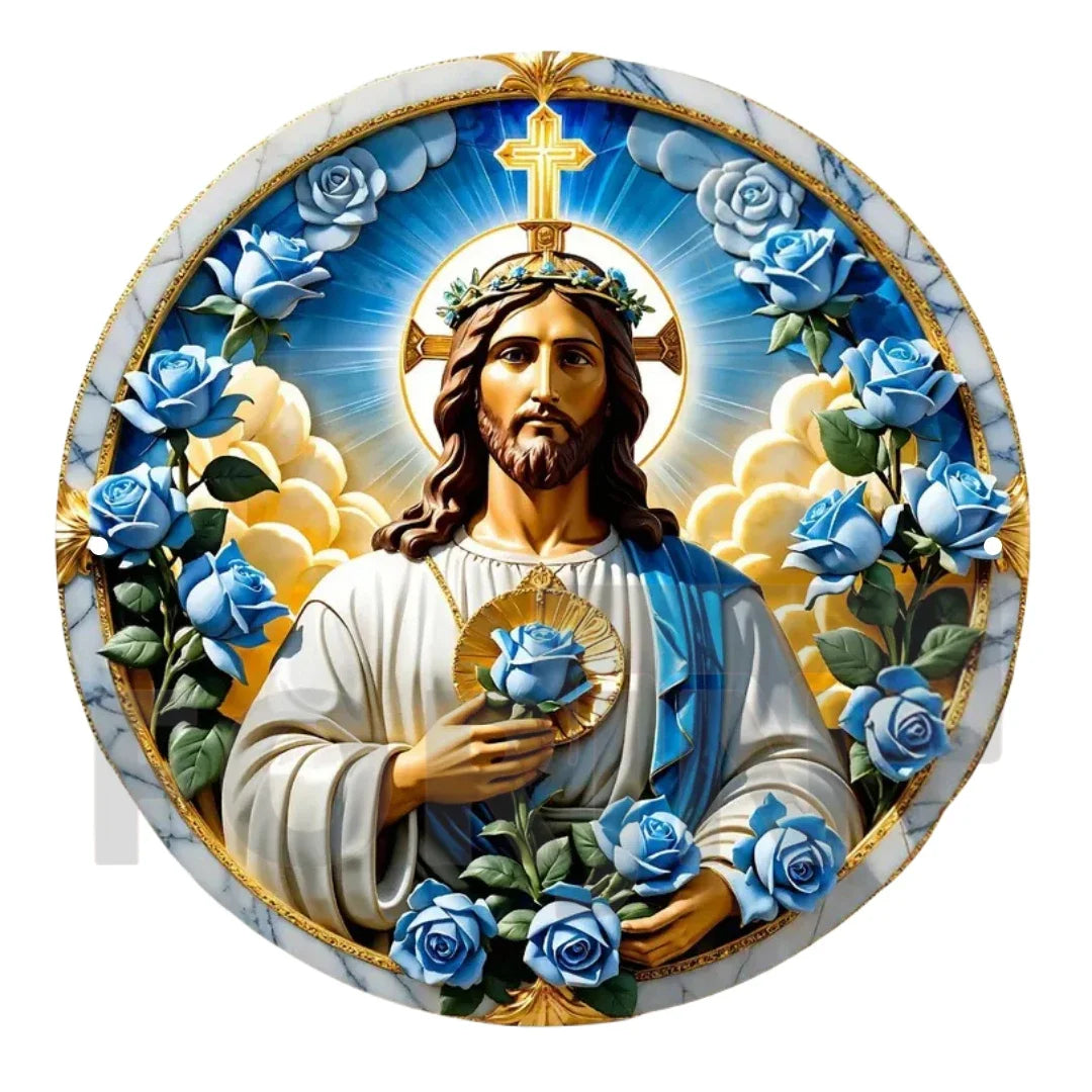 2D "Nativity" Christmas Themed Art Wreath Round Metal Sign,Home,room,Cafe, Farmhouse Office Wall Decor,Jesus Enthusiasts's Gift