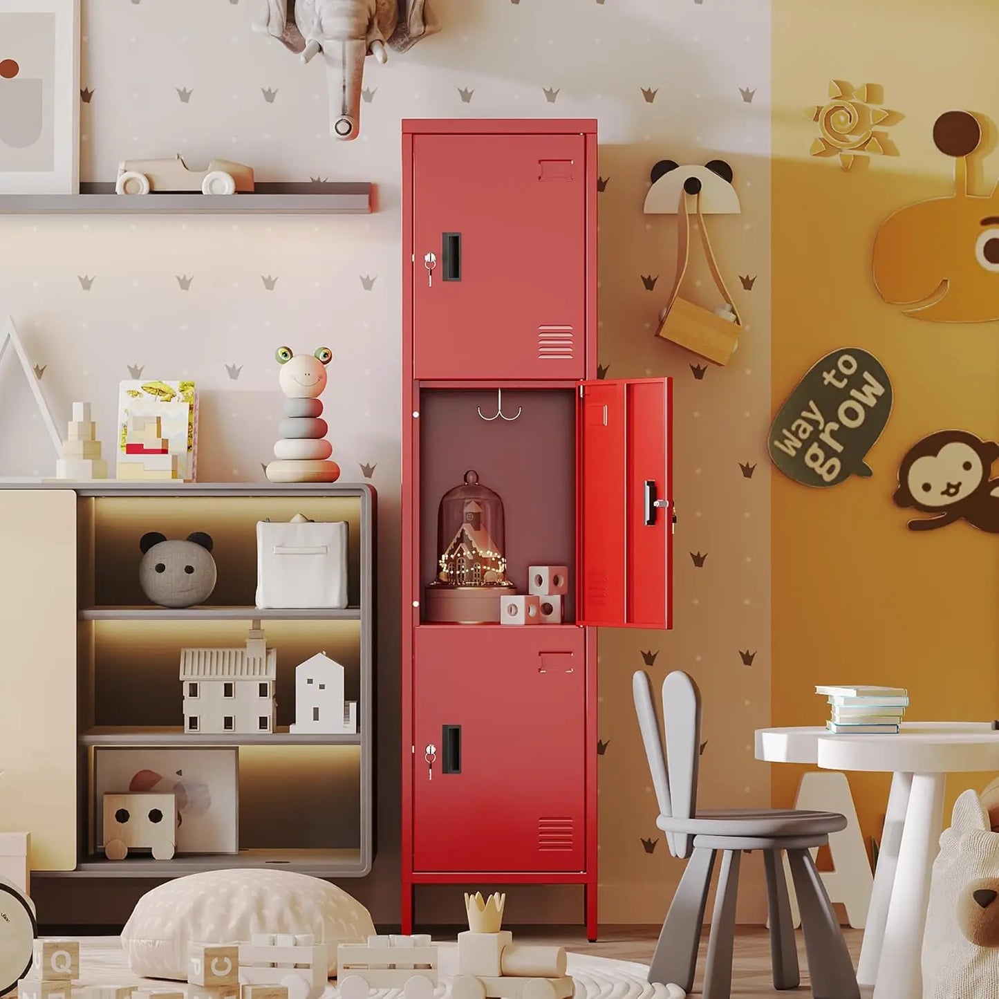 Lockable Three Door Metal Lockers With Hooks For Gym