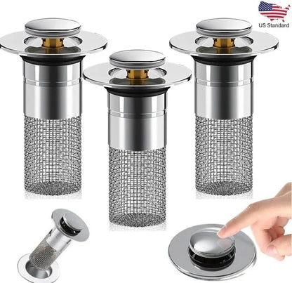 Two Pack Sink Drain Strainers With Pop Up Stopper Basket