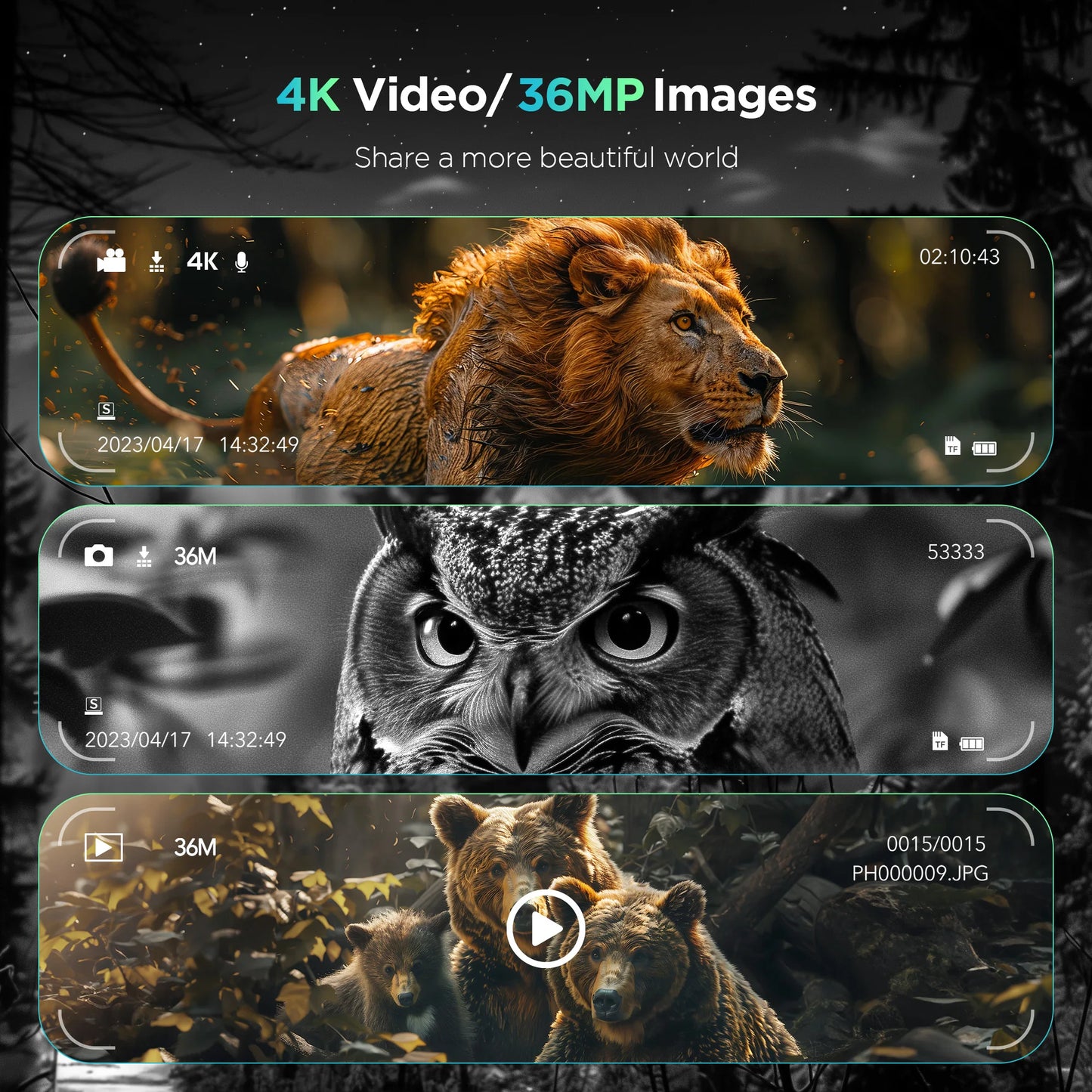 Night Vision Binoculars 8X Digital Zoom With 1000ft HD IR Illuminator 4K Video