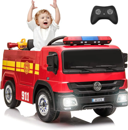 12V Ride On Fire Truck With Remote For Kids