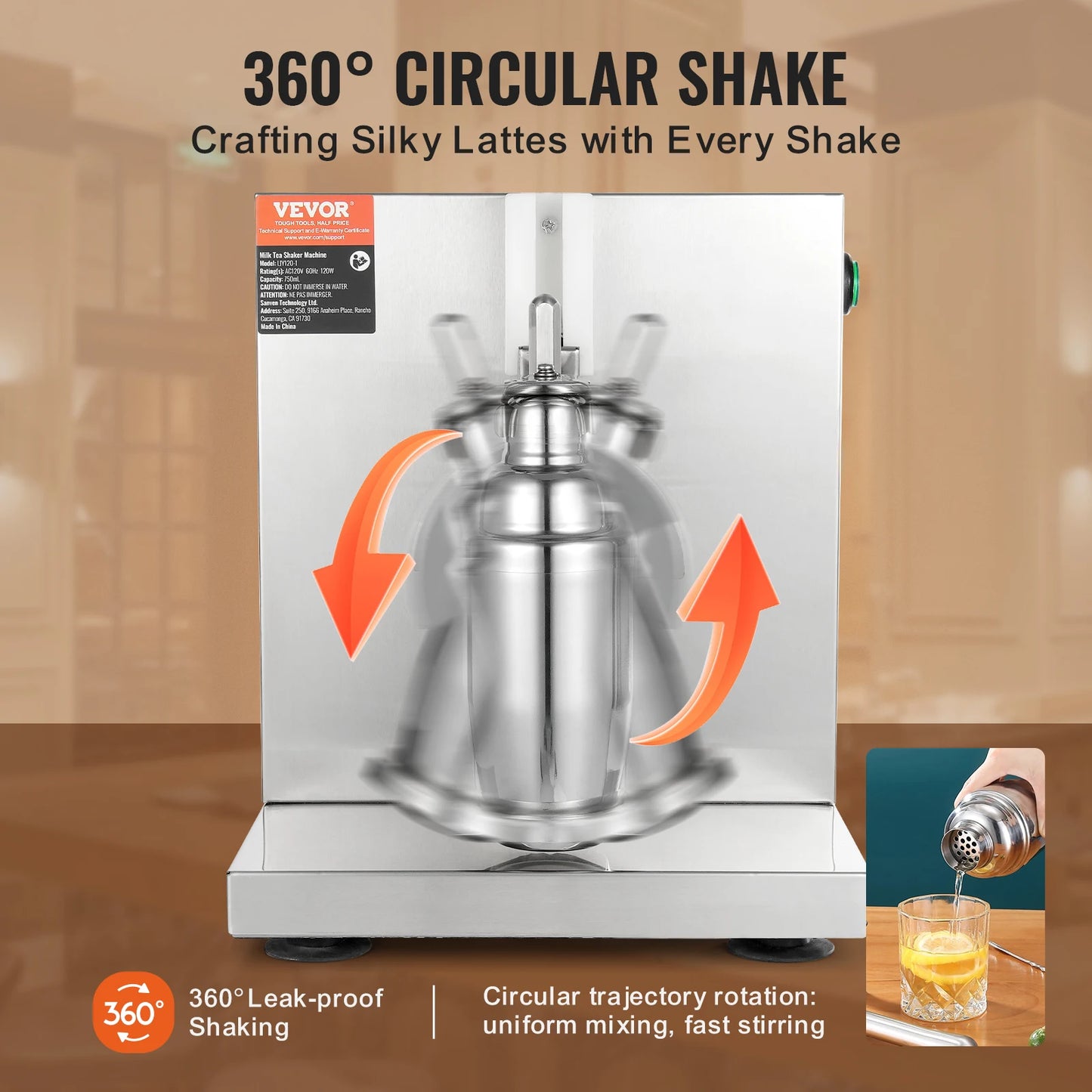 SucceBuy 120W Commercial Milkshake Maker for Milk Tea Shaker Machine