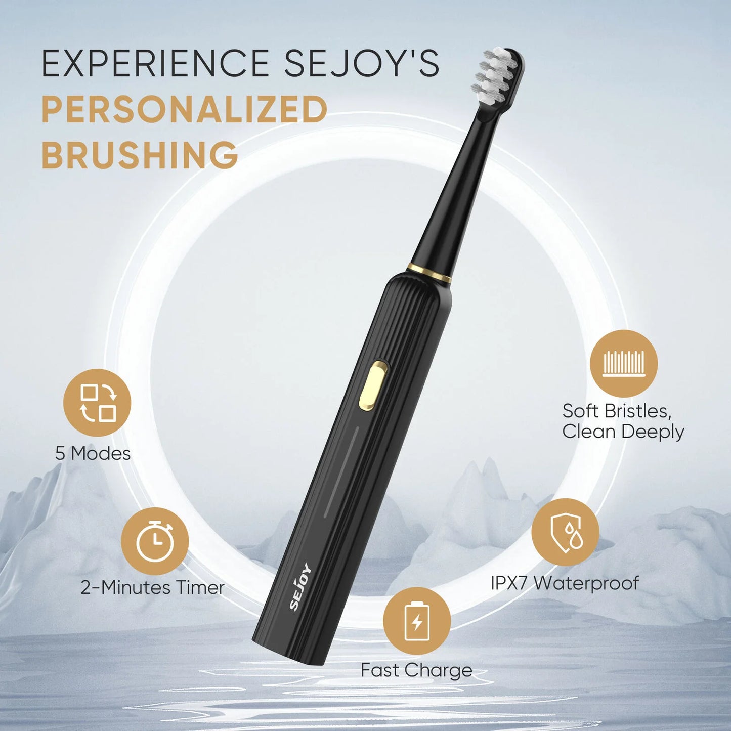 SEJOY Sonic Electric Toothbrush Rechargeable For Adult Rotating Toothbrush With 12 Brush Heads 5 Modes Timer