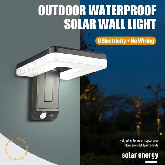 LED 120 Degree Foldable Solar Rechargeable Light Outdoor Wall Lamp Waterproof Motion Sensor 3 Modes Street Light Garden Decor
