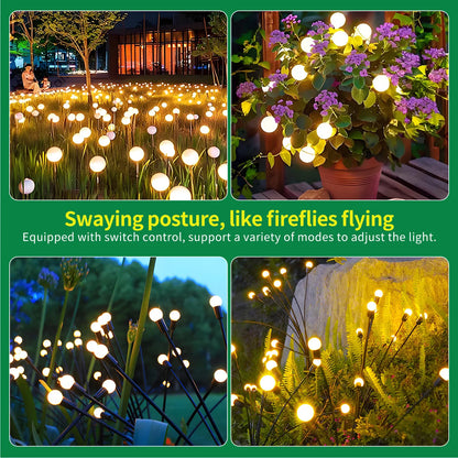 8-Head Solar Firefly Stake Lights Outdoor Garden Decoration Waterproof
