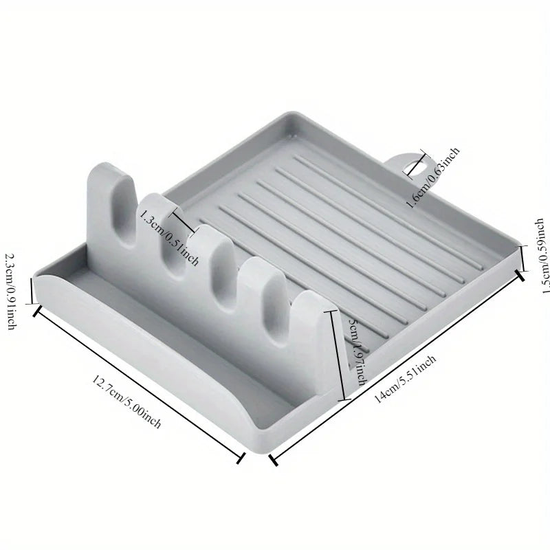 1pc Kitchen Spoon Holders Fork Spatula Rack Shelf Organizer Plastic Spoon Rest Holder Non-slip Spoons Pad
