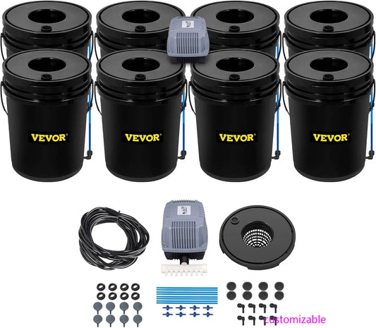 XMSJ DWC Hydroponic System Eight Buckets Kit With Pump