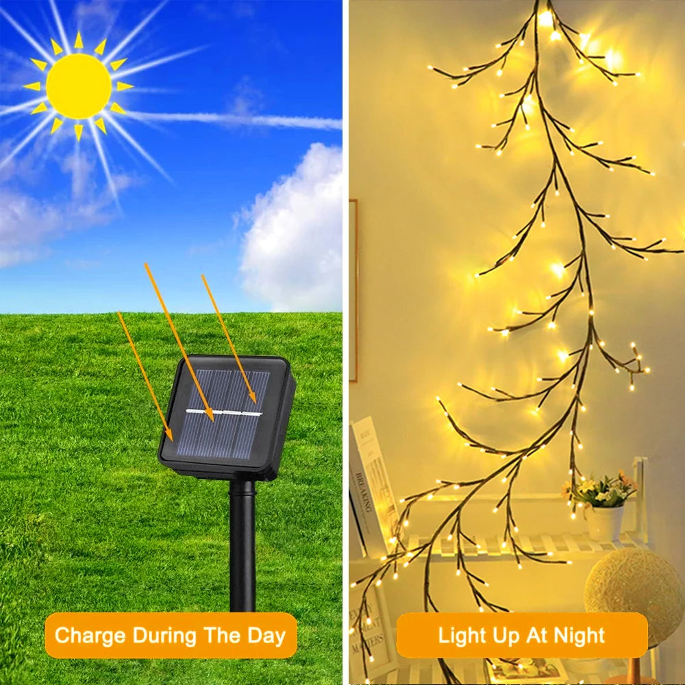 WELPUR Solar String Lights Tree Vine Lamp 96LED Waterproof