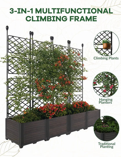 Plastic Plant Box With Metal Trellis Raised Garden Bed
