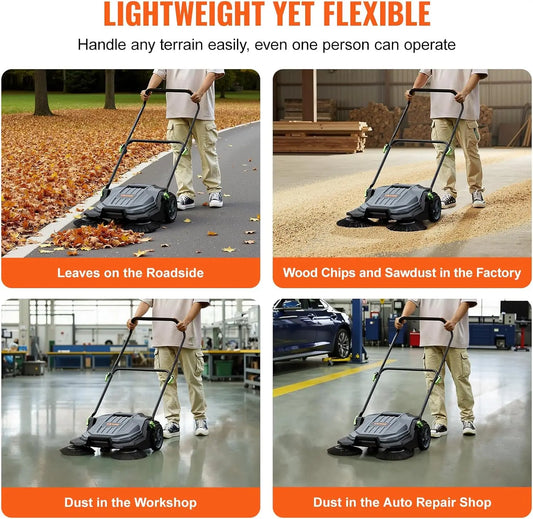 VEVOR Push Floor Sweeper Manual Walk Behind For Industrial Floors