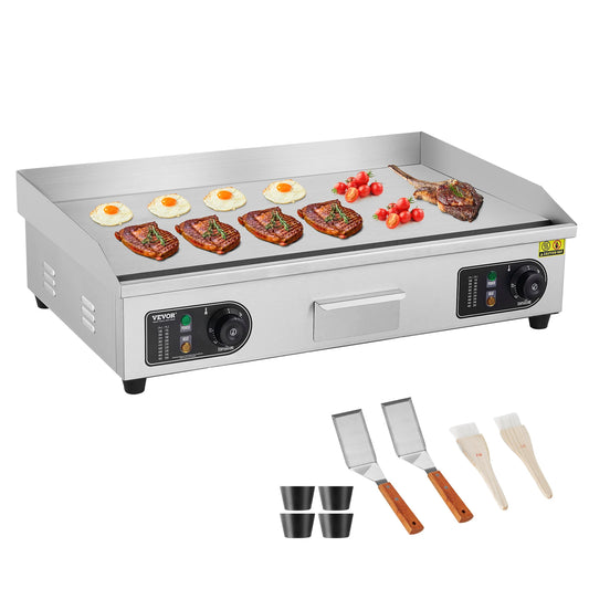 Commercial Electric Countertop Griddle 2800W With Adjustable Temperature