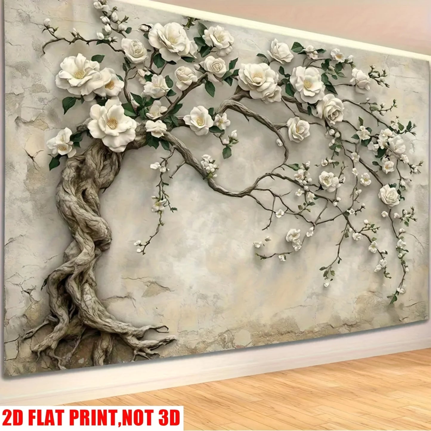 1pc Classic 2D Flower Tree Tapestry - Soft Peach Skin Polyester Wall Decor for Home and Office Decoration, Great for Parties