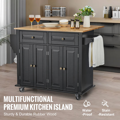 Kitchen Island Cart With Storage Cabinet And Drop Leaf