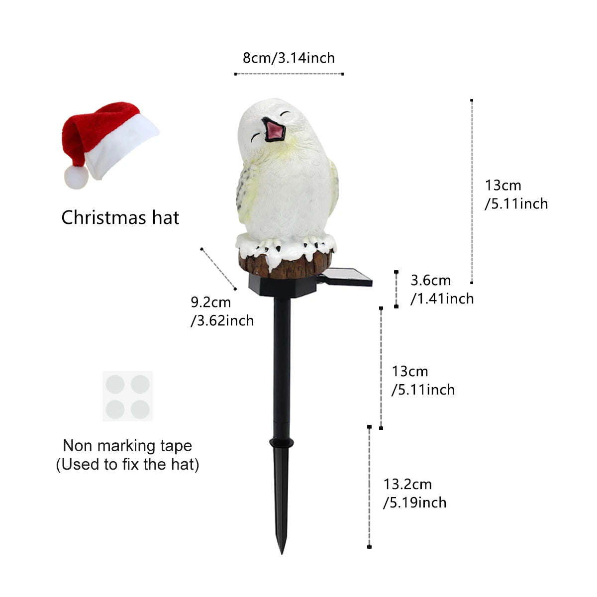 Christmas Snowy Owl Luminous Outdoor Statue - Solar Simulated Animal Lawn Light, Christmas Garden Decorative Crafts