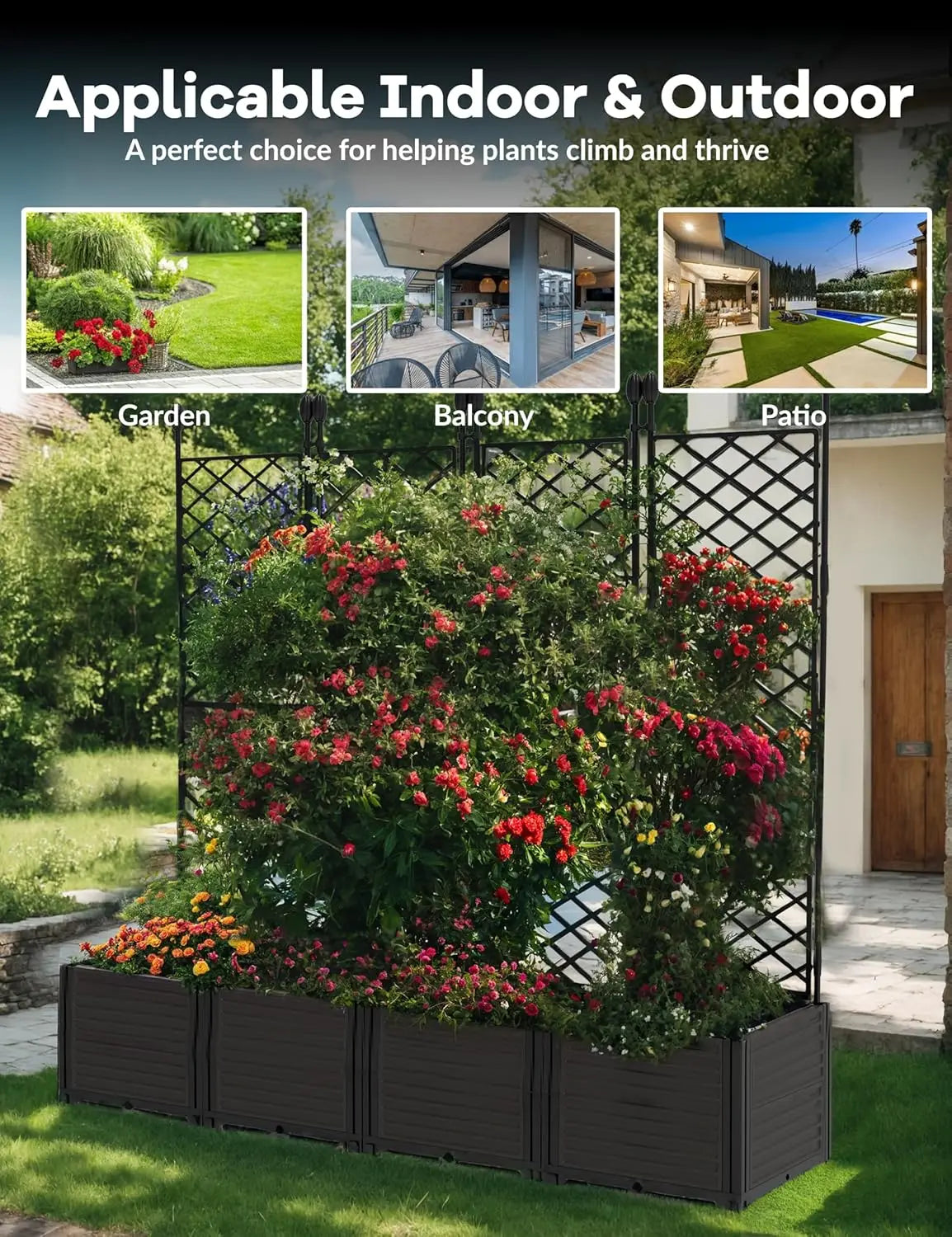 Plastic Plant Box With Metal Trellis Raised Garden Bed