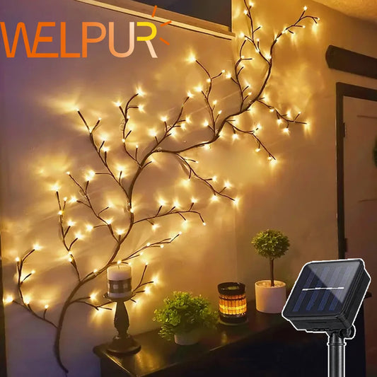 WELPUR Solar String Lights Tree Vine Lamp 96LED Waterproof