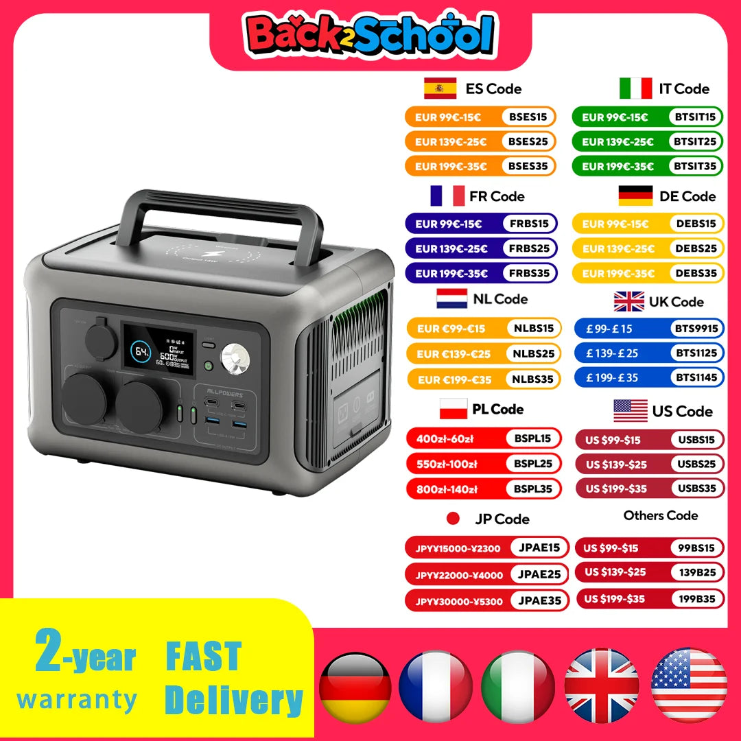 ALLPOWERS R600 Portable Power Station 299Wh LiFePO4