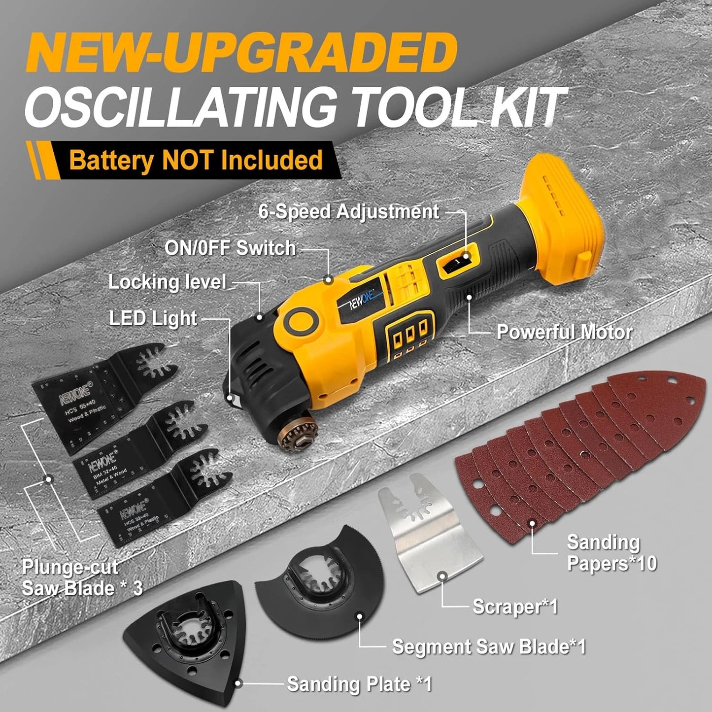 NEWONE 20V Max Oscillating Multi Tool Anti-Vibration Cordless Kit
