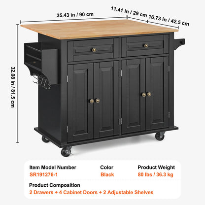 Kitchen Island Cart With Storage Cabinet And Drop Leaf