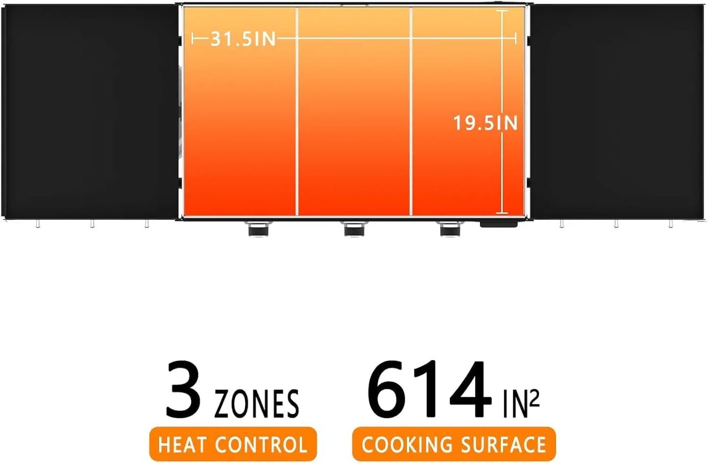 Grill Foldable Gas Griddle Outdoor 45000 BTU 3 Burners Table