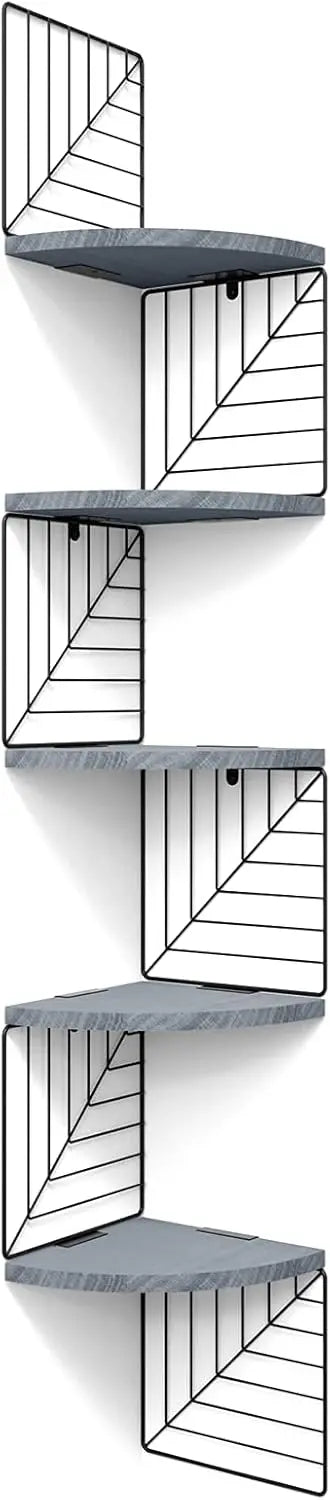Hign-concerned Rustic 5 Tier Corner Wall Shelf Mount