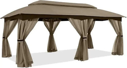 10x20 Outdoor Gazebo - Patio Gazebo with Mosquito Netting, Outdoor Canopies for Shade and Rain for Lawn, Garden, Backyard & Dec