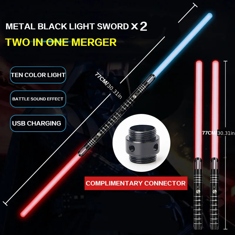 Light Up Saber 16 Colors Sounds Metal Handle Toy Sword