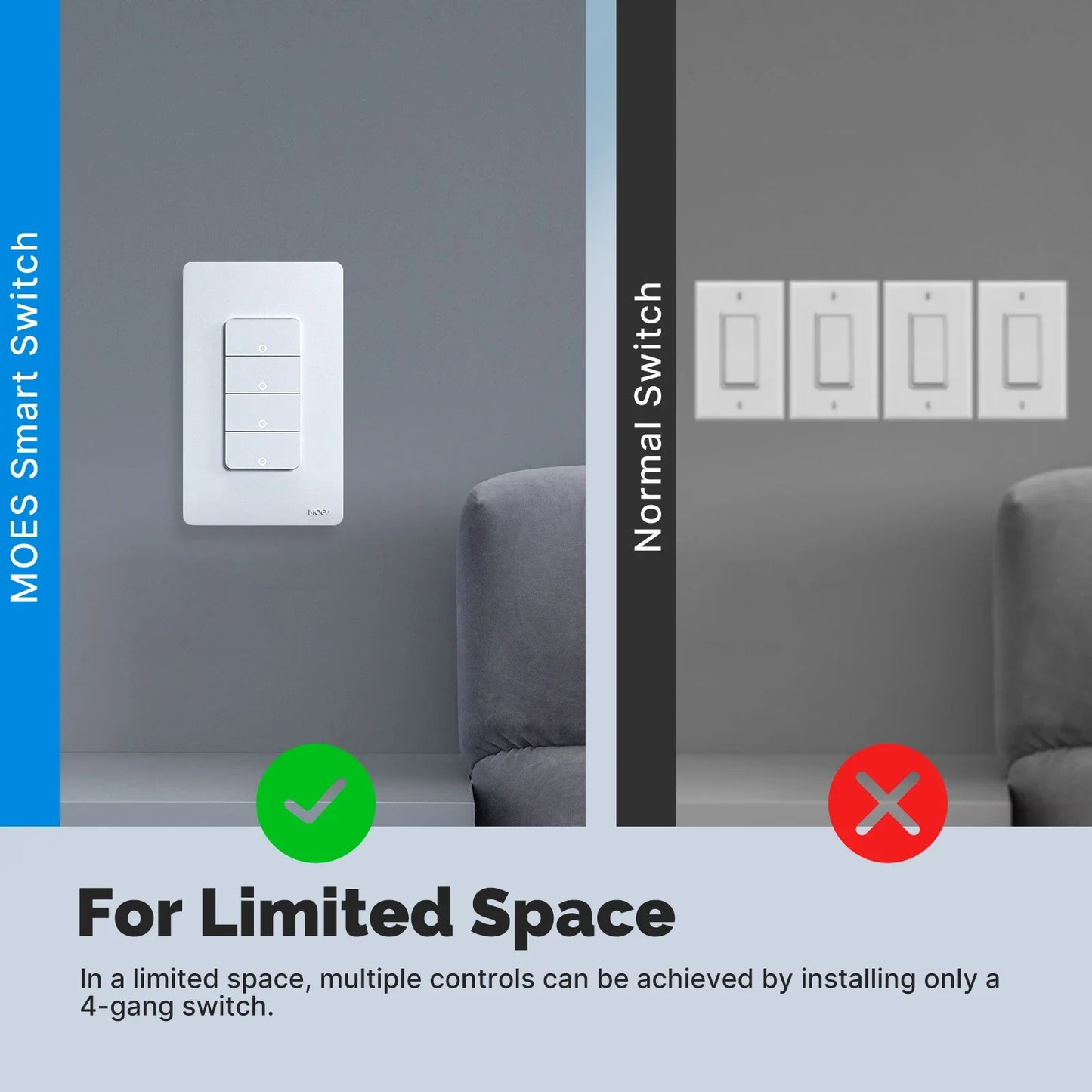 MOES Tuya Matter Smart Light Button Switch With App Control