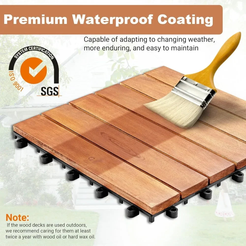 Hign-concerned Acacia Wood Interlocking Deck Tiles 27
