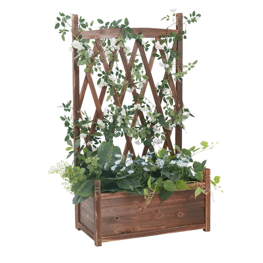 Hign-concerned Raised Garden Bed Wooden Planter Trellis