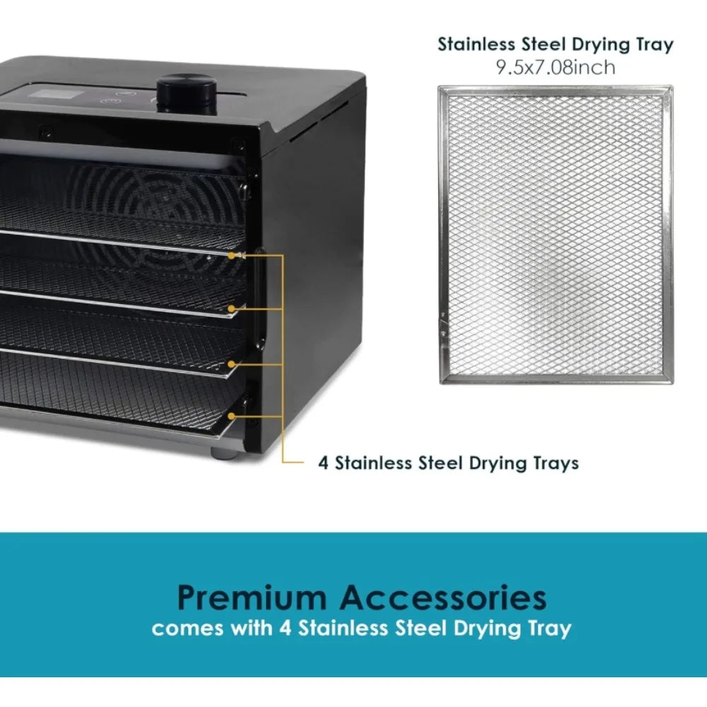 Hign-concerned Food Dehydrator With Stainless Steel Trays