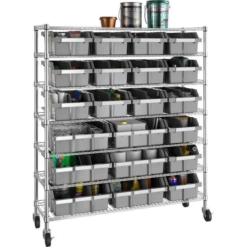 NSF Heavy Duty Solid Steel Bin Rack Shelving System
