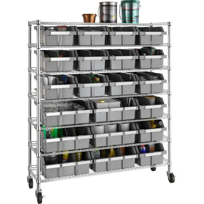 NSF Heavy Duty Solid Steel Bin Rack Shelving System